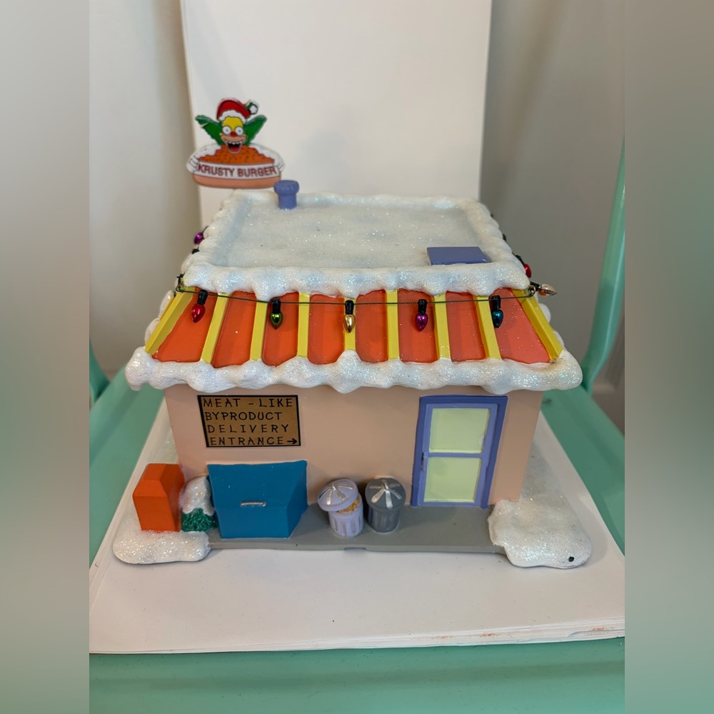 2003 Simpsons Hawthorne Christmas Village Krusty Burger Drive Thru Building - Picture 3 of 9